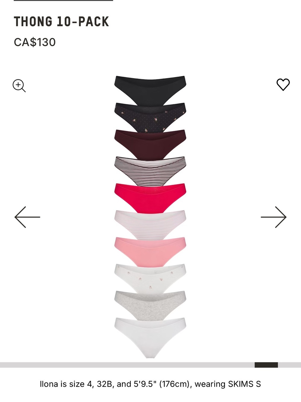 SKIMS Lightweight Cotton Thong 10 Pack